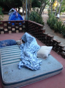 Sleeping outside in Puerto Escondido.. it was too hot in our room